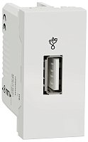 Розетка USB тип A без рамки Schneider Electric Unica Modular 1-м. 1 мод. 2400мА белый